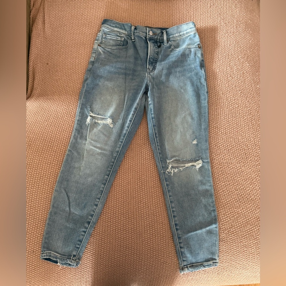 EXPRESS High Waisted Light Wash Ripped Skinny Jeans Women's Size 4S